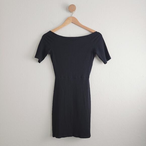 Reformation Eco Rib Ribbed Knit Bodycon Mini Dress Black Small - Picture 5 of 10